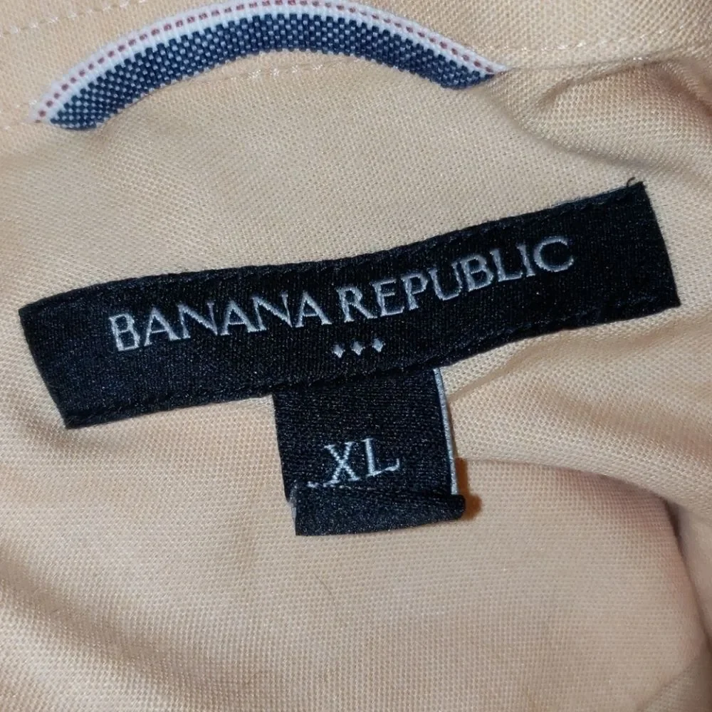 Banana Republic Mens XL‎ Peach Orange Button Down Long Sleeve Shirt Pocket